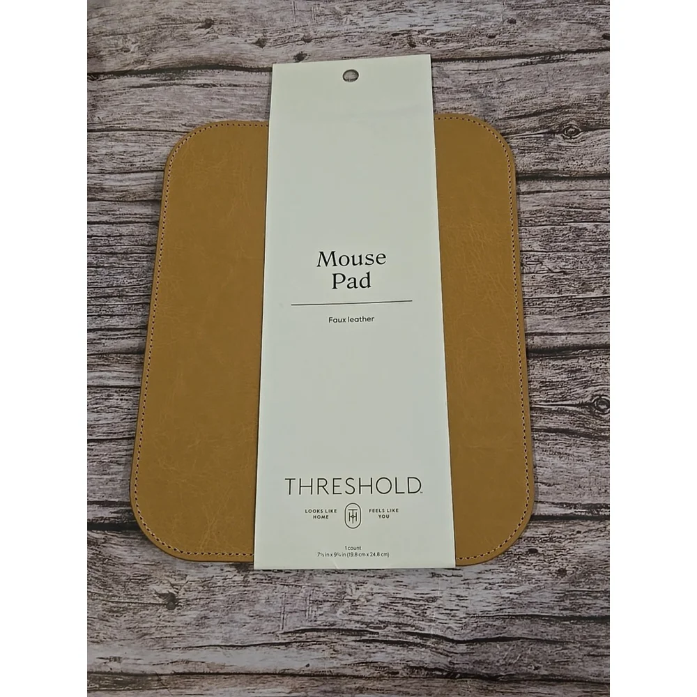 Threshold Mouse Pad Faux Leather Tan Color Cork Backing New (206)